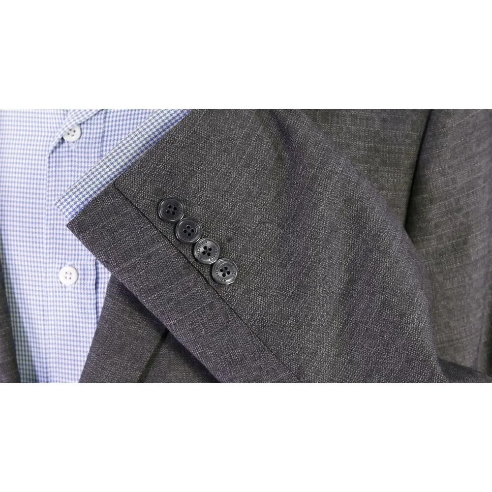 Versace Collection Recent Gray Check Wool Viscose 2Btn Slim Sportcoat Blazer 42L